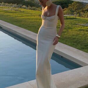 Helsa The Yasmin Dress in Baby Yellow maxi sweetheart